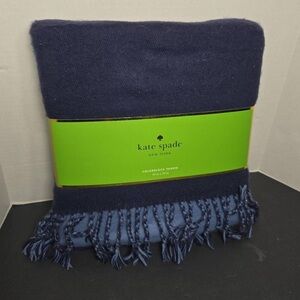 NEW Kate Spade Navy Blue Colorblock Throw Blanket 50 x 70”